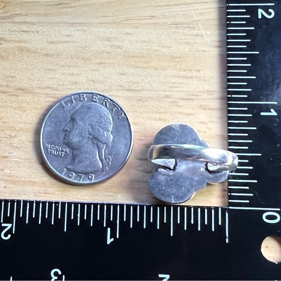 New Larimar Moonstone Rhodochrosite Multi Stone Silver Overlay Ring Size 6.75 - Picture 7 of 8